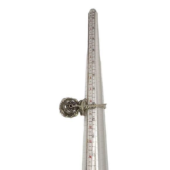 Rhinestone Spinner Cocktail Ring Sz 10 Silver Tone Boho Artesian Bohemian - Picture 14 of 14